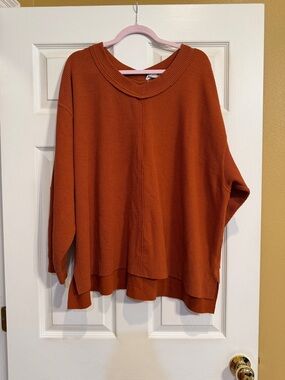 Chic Soul Brick Red Ribbed Chunky Sweater